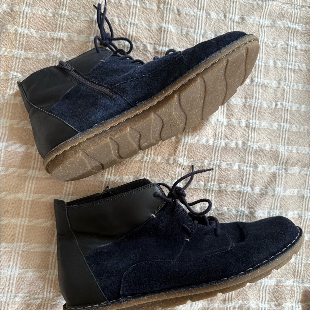 Clark’s Navy Suede Ankle Boots